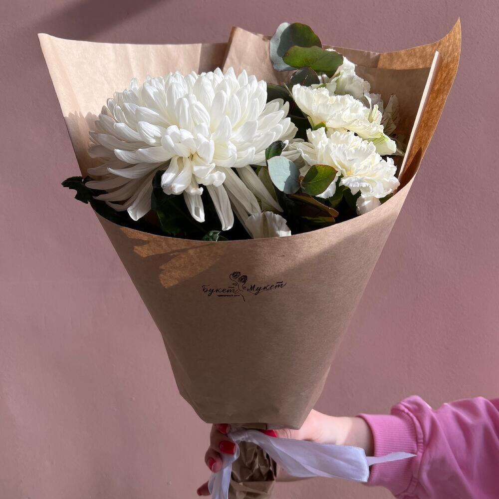 Букет «Ассоль» (хризантема Антонов, гвоздика, альстромерия)